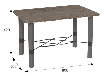 Стол журнальный Лючия 4102 (49х80х50) в стиле лофт, серый бетон, серый, дуб крымский состаренный