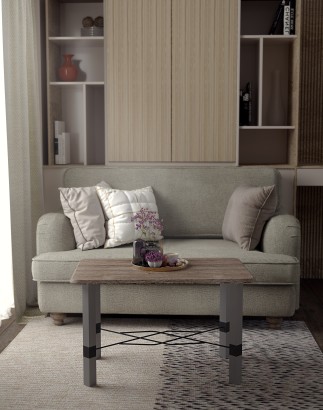 Стол журнальный Лючия 4102 (49х80х50) в стиле лофт, серый бетон, серый, дуб крымский состаренный