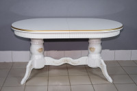 Кухонный стол Лапка слоновая кость с золотом