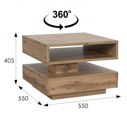 Стол журнальный Andy, (40,5х55х55) в стиле лофт, дуб вотан
