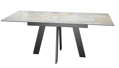 Стол DikLine SKM120 Керамика Titanium Silver River Polished/подстолье черное/опоры черные