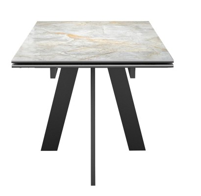 Стол DikLine SKM120 Керамика Titanium Silver River Polished/подстолье черное/опоры черные