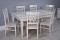 Комплект мебели для кухни стол Инфинити слоновая кость и шесть стульев Инфинити бежевый велюр