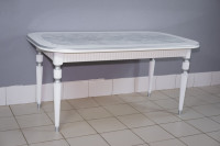 Кухонный стол Венеция белый серебро