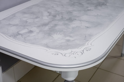 Кухонный стол Венеция белый серебро