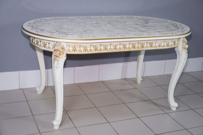 Кухонный стол Роза слоновая кость с золотой патиной