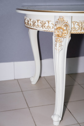 Кухонный стол Роза слоновая кость с золотой патиной