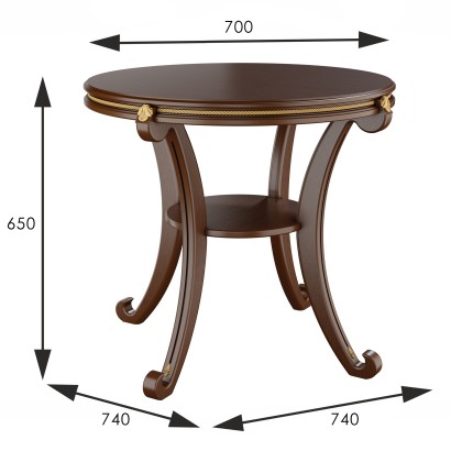 Стол журнальный Глория М Л (65х74х74) в классическом стиле, орех