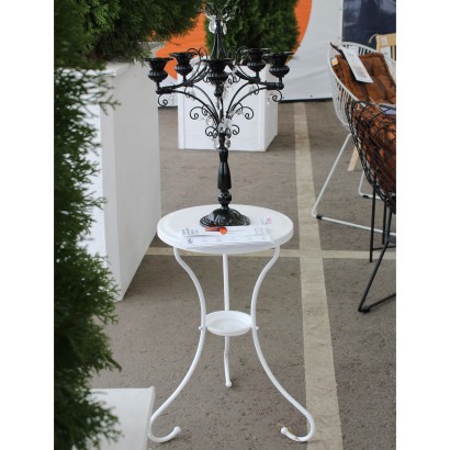 Столик журнальный SHT-CT10 (60х47х47) в скандинавском стиле, белый муар