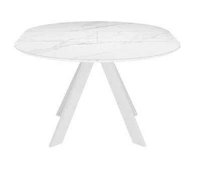 Стол DikLine SKC90 d900 Керамика Белый мрамор/подстолье белое/опоры белые