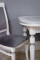 Комплект мебели для кухни стол Венеция белый серебро и два стула Эдем белые, сиденье велюр серый