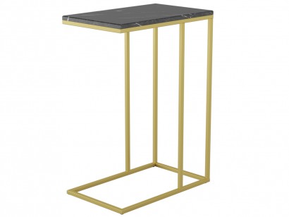 Стол придиванный Агами Голд (70,5х50х31) в стиле лофт, черный мрамор, золото