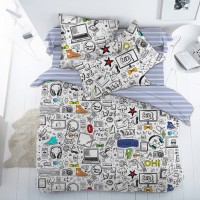 Комплект постельного белья КПБ Детский Поплин DL-20 Скетч арт. DL-20