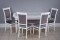 Комплект мебели для кухни стол Венеция белый серебро и четыре стула Эдем белые, сиденье велюр серый