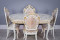 Комплект мебели для кухни стол Роза белый с золотой патиной и четыре стула Шейх белые с золотом, сиденье жаккард