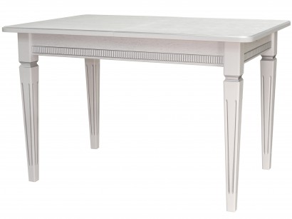 Стол обеденный Васко В (76,5х150х90) в классическом стиле, белый, серебро