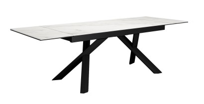 Стол DikLine KX160 керамика белый мрамор C39 глянец/опоры черные (2 уп)