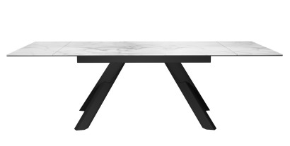 Стол DikLine KX160 керамика белый мрамор C39 глянец/опоры черные (2 уп)