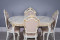 Комплект мебели для кухни стол Роза белый с золотой патиной и четыре стула Шейх белые с золотом, сиденье бежевый велюр с каретной стяжкой