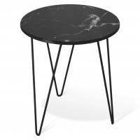 Столик журнальный SHT-CT27/черный мрамор (46,2х40х40) в скандинавском стиле, черный муар, черный мрамор
