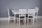 Комплект мебели для кухни стол Венеция белый серебро и четыре стула Инфинити белые, сиденье велюр серый