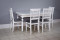 Комплект мебели для кухни стол Венеция белый серебро и четыре стула Инфинити белые, сиденье велюр серый