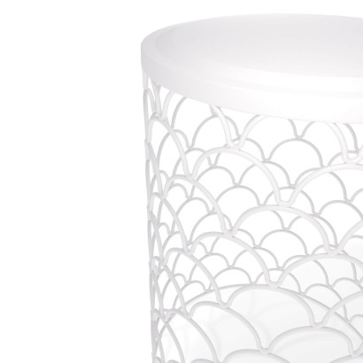 Столик кофейный SHT-CT24 (50х35х35) в скандинавском стиле, белый муар