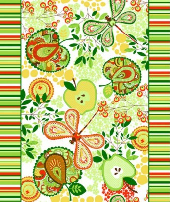 Набор вафельных полотенец, рисунок Антоновка 50x60 - 3шт в уп. зеленый арт. Antonovka