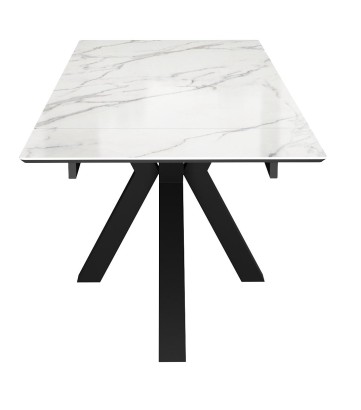 Стол DikLine SFE160 Керамика Tianshan White (белый полуглянец)/подстолье черное/опоры черные (2 уп.)