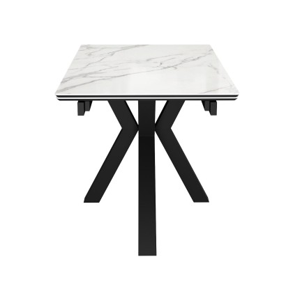 Стол DikLine SFE160 Керамика Tianshan White (белый полуглянец)/подстолье черное/опоры черные (2 уп.)