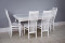 Комплект мебели для кухни стол Венеция белый серебро и четыре стула Вегас белые, сиденье велюр серый
