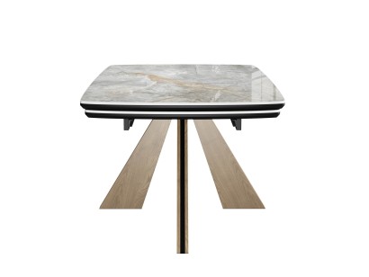 Стол DikLine SKP180 Керамика Titanium Silver River Polished/подстолье черное/опоры дуб монтана (2 уп.)