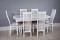 Комплект мебели для кухни стол Венеция белый серебро и шесть стульев Вегас белые, сиденье велюр серый
