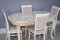 Комплект мебели для кухни стол Роза белый с золотой патиной и четыре стула Эдем белые с золотом, сиденье бежевый велюр.