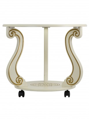 Стол журнальный Грация (С) на колесах (49х58х58) в классическом стиле, слоновая кость, золото