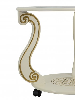 Стол журнальный Грация (С) на колесах (49х58х58) в классическом стиле, слоновая кость, золото