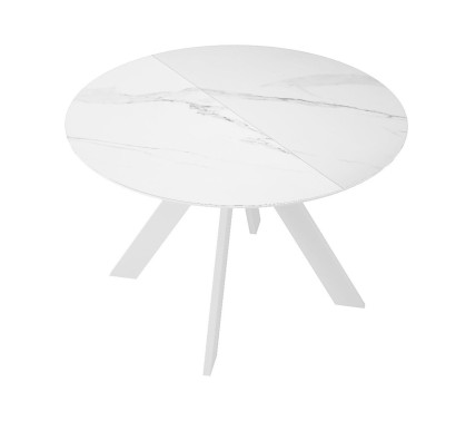 Стол DikLine SKC100 d1000 Керамика Белый мрамор/подстолье белое/опоры белые