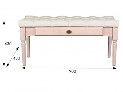 Банкетка Оливия экокожа (43х90х43) в классическом стиле, экокожа молочный, белый ясень