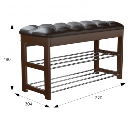 Банкетка Грейс, к/з, каретная стяжка Л (48х79х30,4) в классическом стиле, орех, к, з ева 1