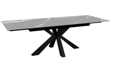 Стол DikLine SFE140 Керамика Серый мрамор/подстолье черное/опоры черные (2 уп.)