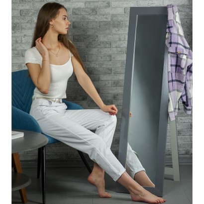 Зеркало напольное BeautyStyle 8 (138х35х45) в классическом стиле, серый графит