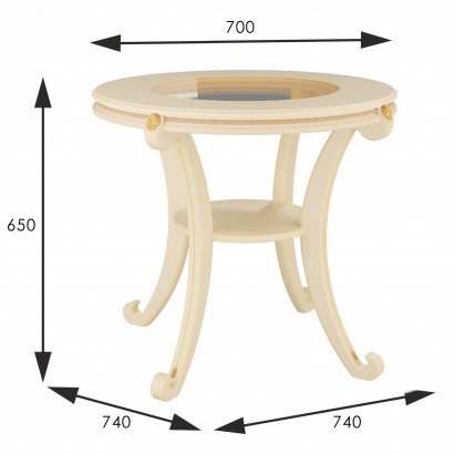 Стол журнальный Глория С Л (65х74х74) в классическом стиле, дуб шампань