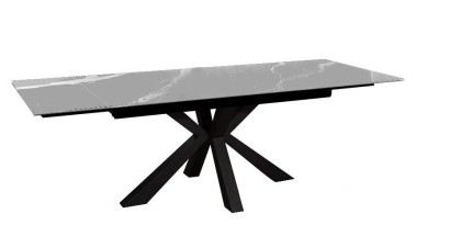 Стол DikLine SFE160 Керамика Серый мрамор/подстолье черное/опоры черные (2 уп.)