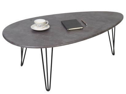 Стол журнальный Шеффилд (44,6х120х70) в скандинавском стиле, серый бетон, черный