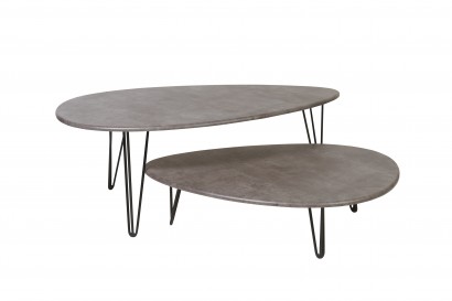 Стол журнальный Шеффилд (44,6х120х70) в скандинавском стиле, серый бетон, черный