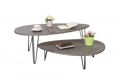 Стол журнальный Шеффилд (44,6х120х70) в скандинавском стиле, серый бетон, черный