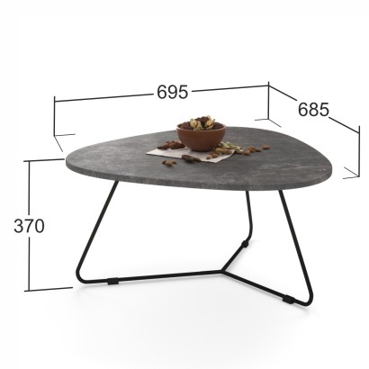 Стол журнальный Лючия 7101 (37х69,5х68,5) в стиле лофт, мокрый асфальт, черный