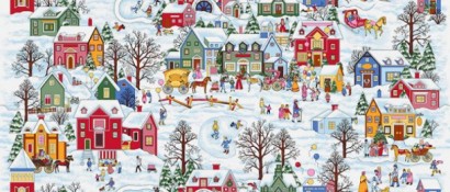 Набор вафельных полотенец, рисунок Зимние каникулы 50x60 - 3шт в уп.  арт. 30180-1