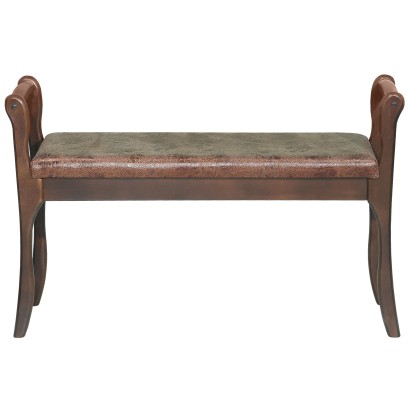 Скамья для прихожей с подлокотниками мягкая (68х108х40) в классическом стиле, шоколад,орех