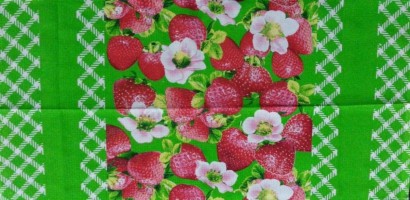 Набор вафельных полотенец, рисунок КЛУБНИКА-74561 45x60 - 3шт в уп. зеленый арт. 74561